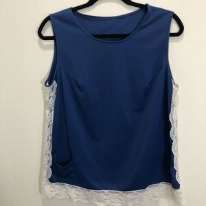 Vintage Shadowline Lace Trim Top Size Medium‎